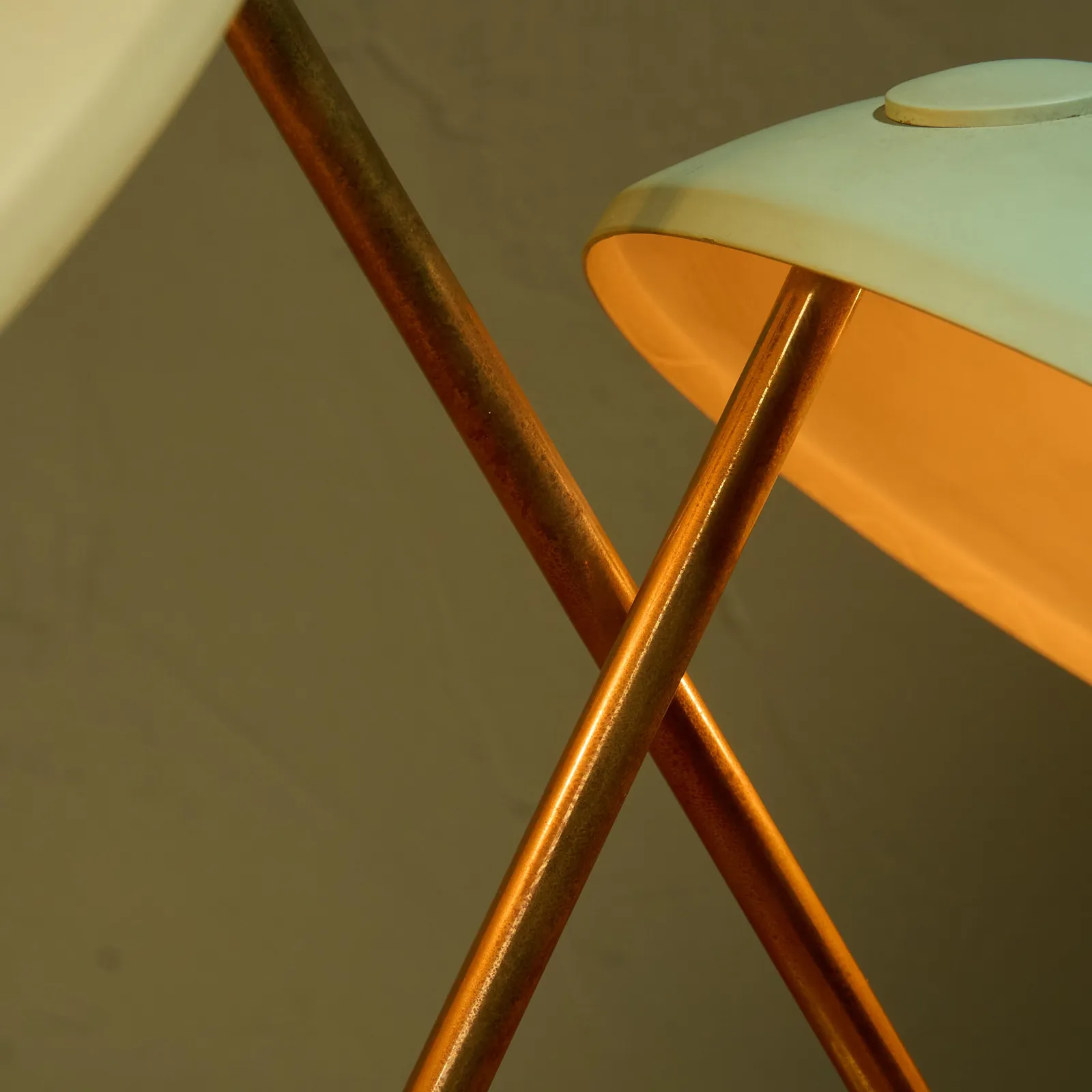 Stilnovo, Table Lamp with 2 Shades in Pastel Yellow and Green with Brass Details, Italy, 1950s