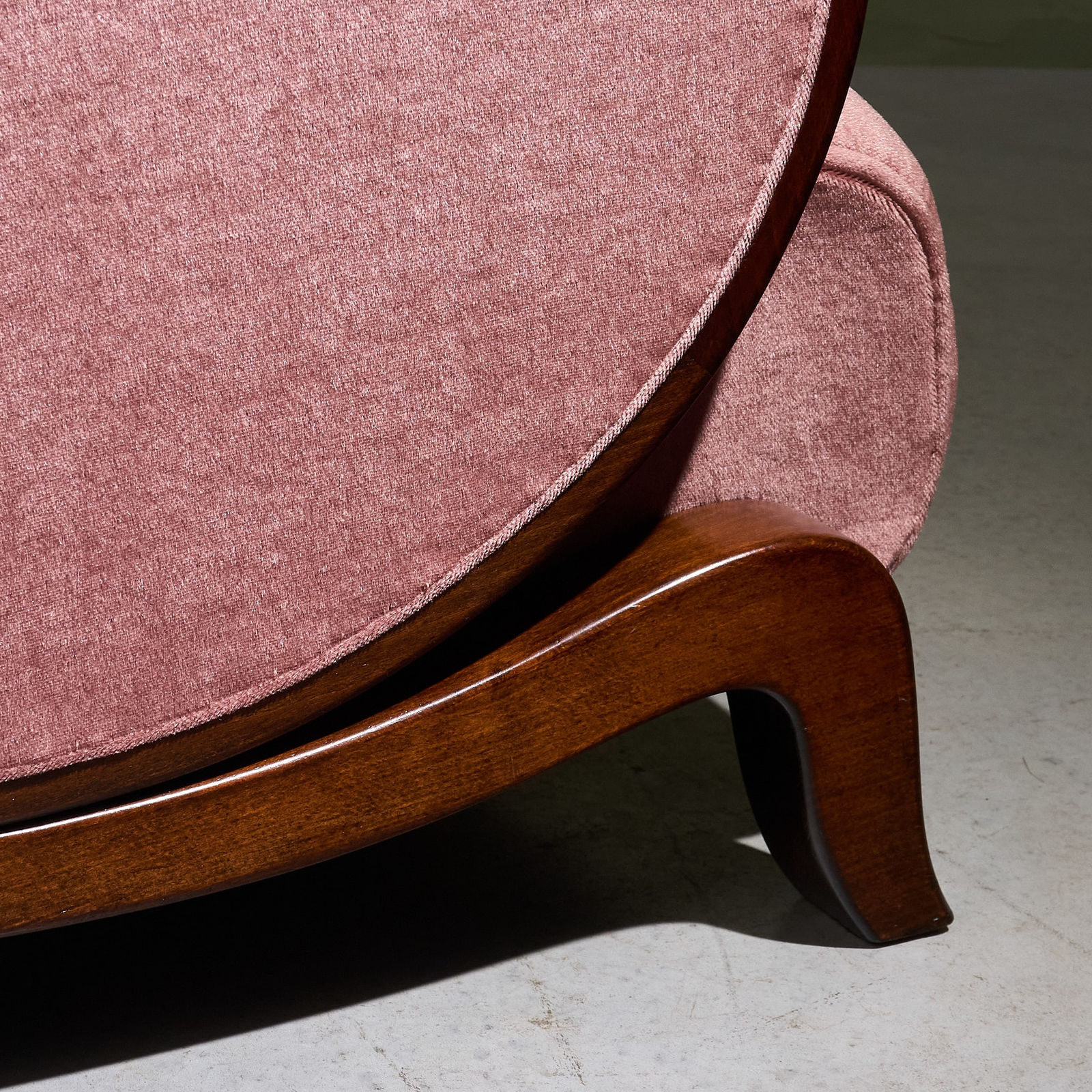 Art Deco Reclining Lounge Chair in 'Poudre' Pink Mohair, France, 1930s