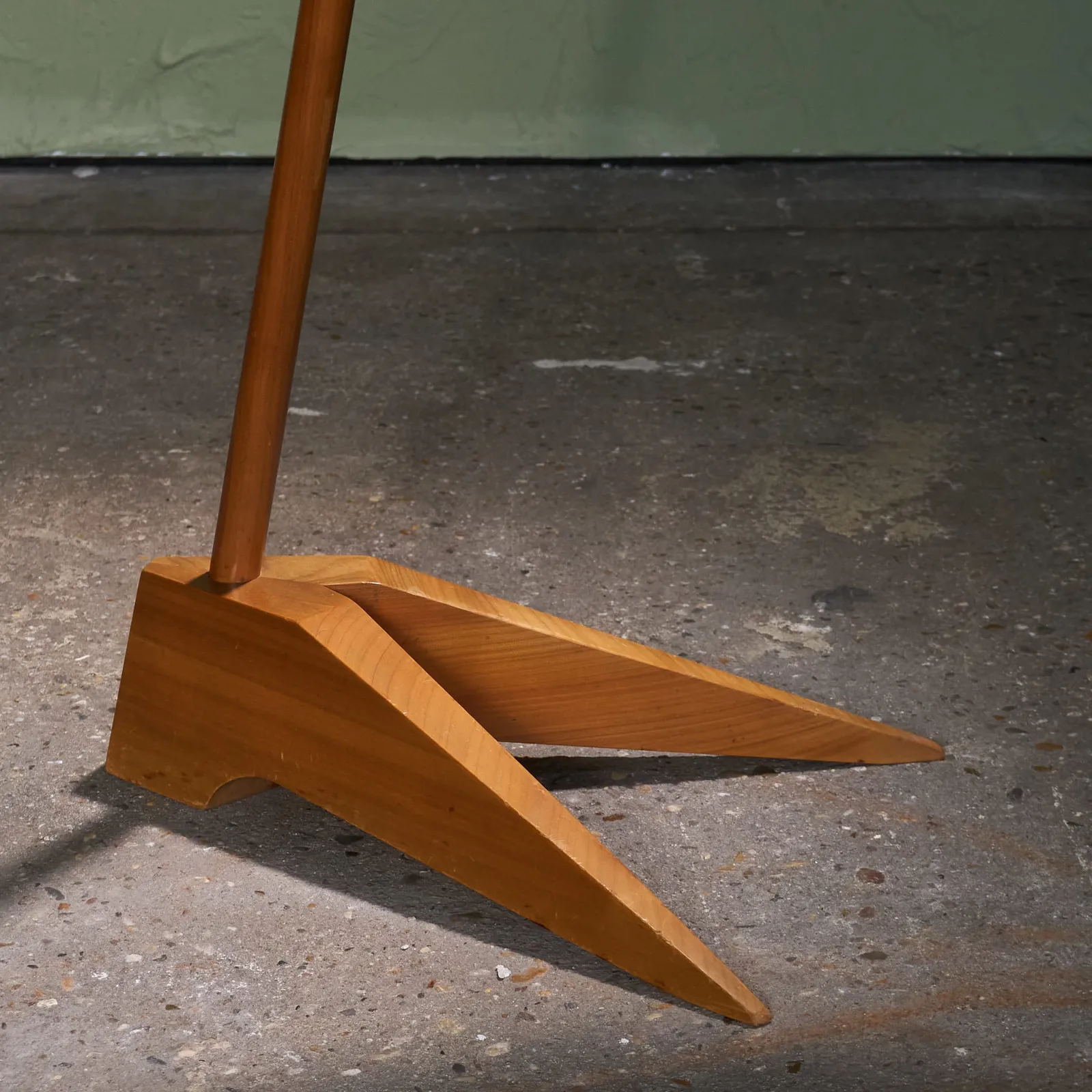 Floor Lamp with Wooden Stem and Fiberglass Shade, Scandinavian, 1950s