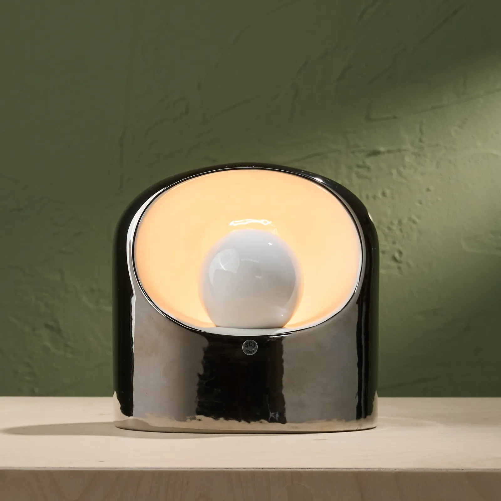 Marcello Cuneo, Rare 'Venezia' Ceramic Table Lamp in Silver by SC3 for Phillips, Italy, 1970s