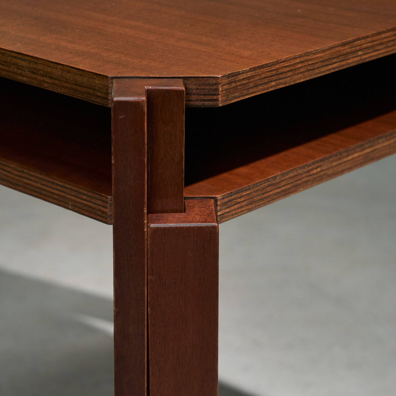 Stackable Pair of Side or Nesting Tables with Plywood Top, Italy, 1950s