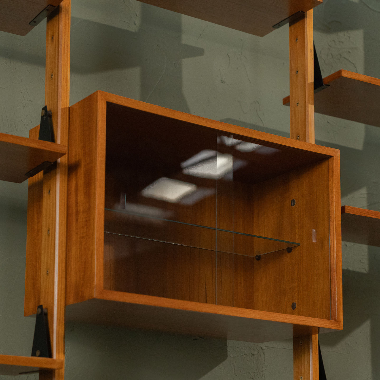 Large Modular Wall Unit in Teak and Brass, Italy, 1960s