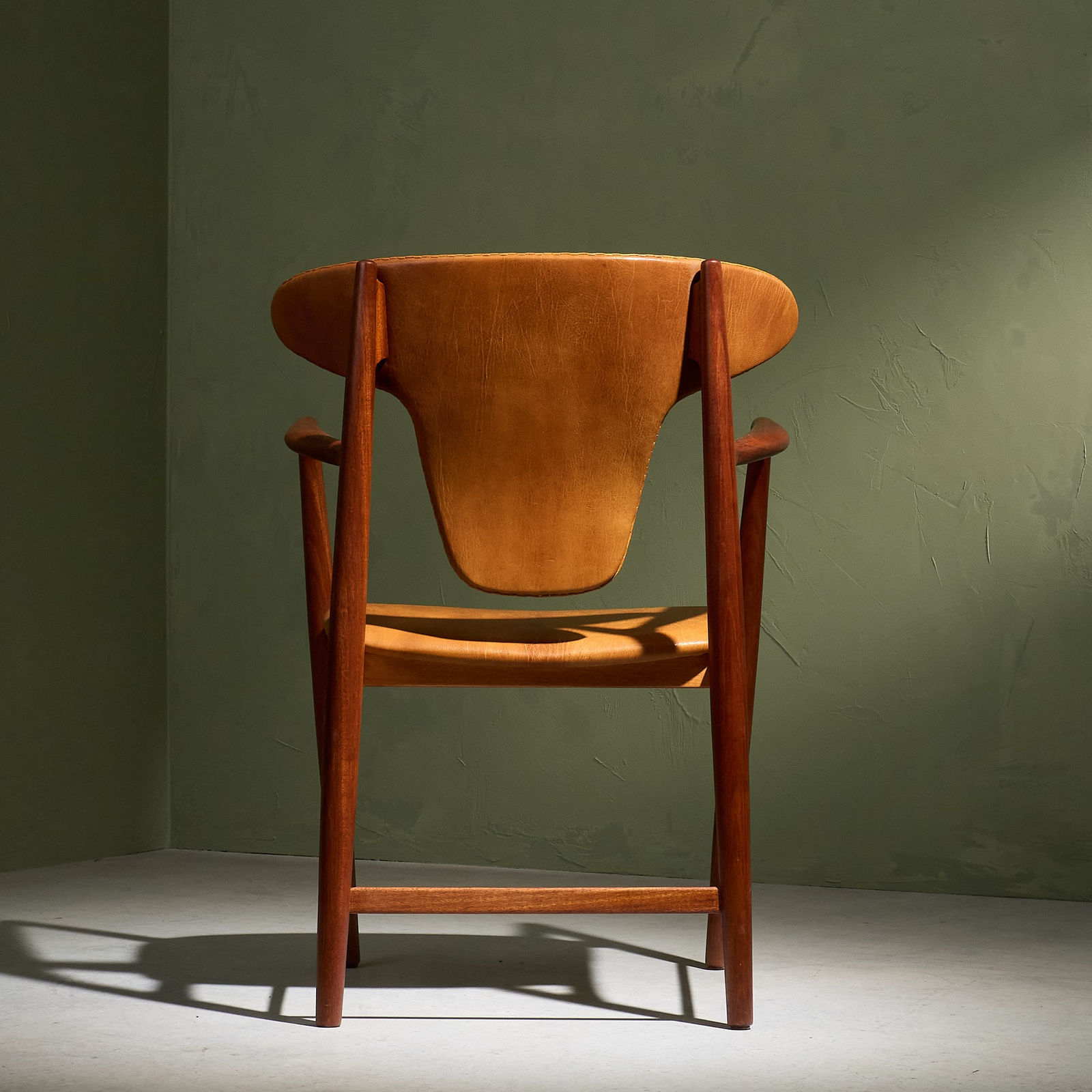 Nils & Eva Koppel, Arm Chair in Patinated Niger Leather and Teak by Slagelse Møbelfabrik, Denmark, 1960s