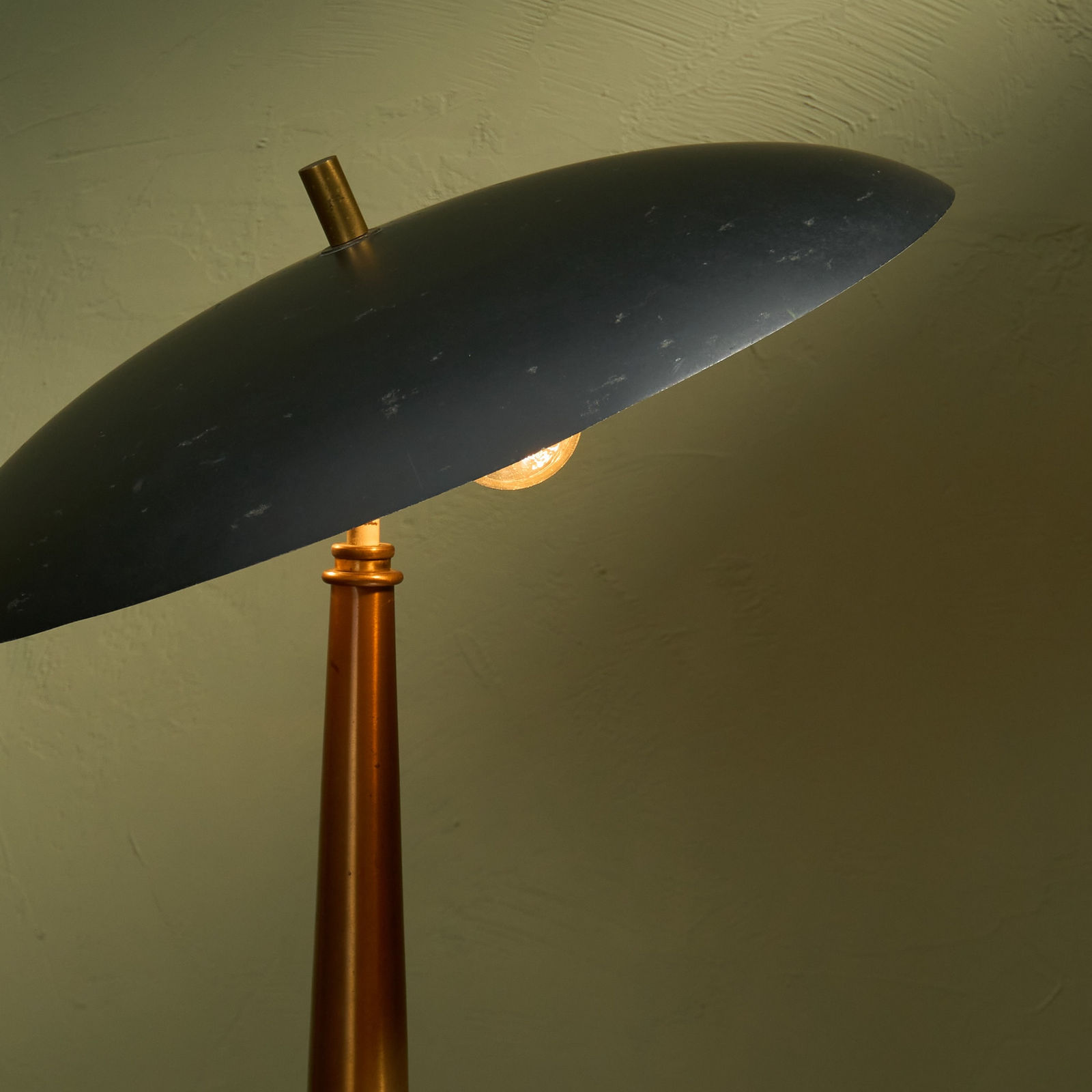 Black and Brass Italian Table Lamp with Adjustable Shade, Italy, 1950s