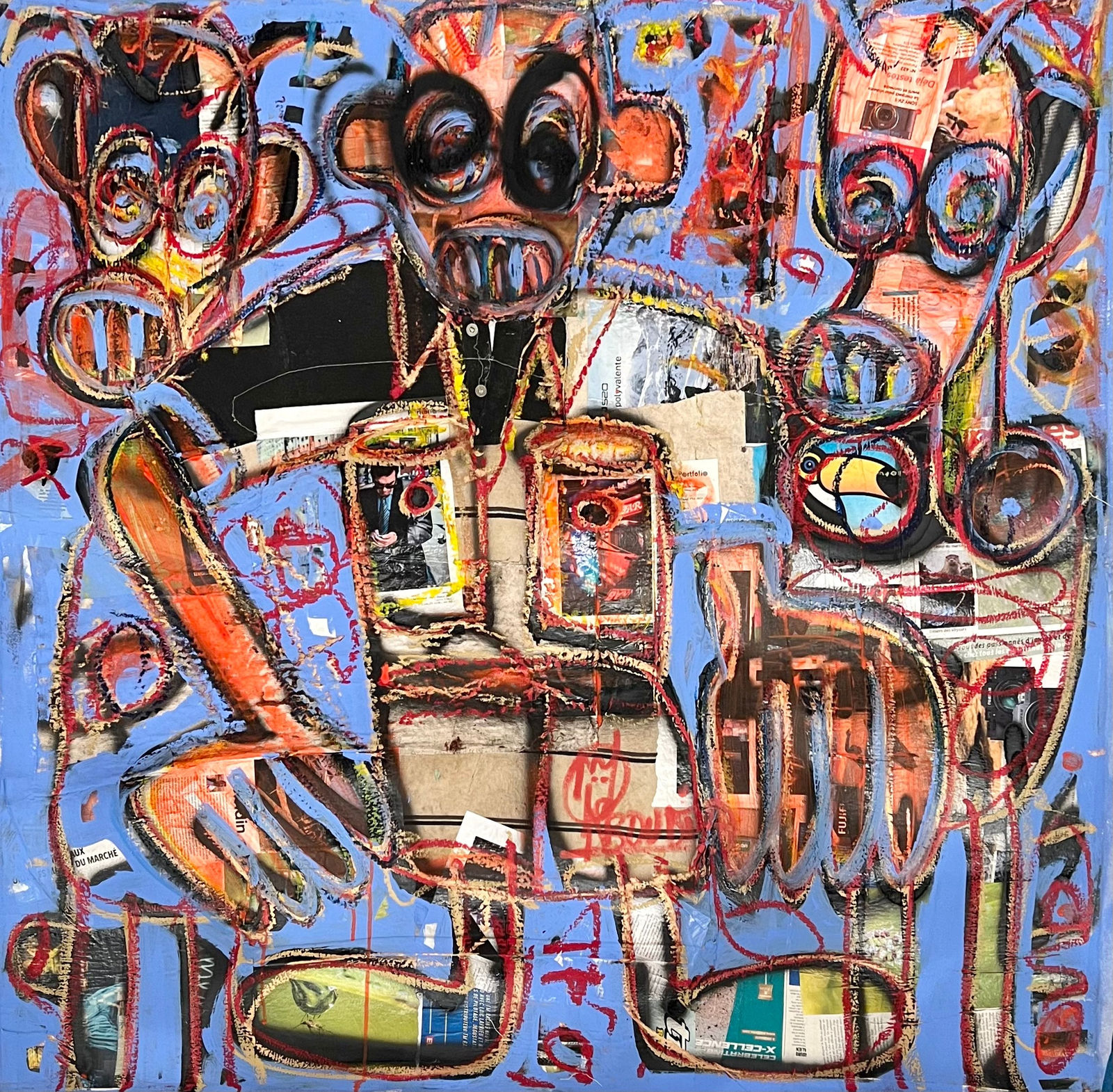 Aboudia, Enfant bien habillé en bleu, 2023