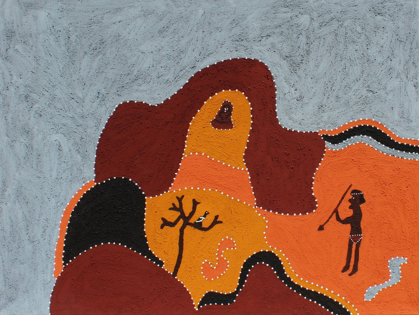 Shirley Purdie (Birrmarriya), The old woman, the magpie and the old man, 2015