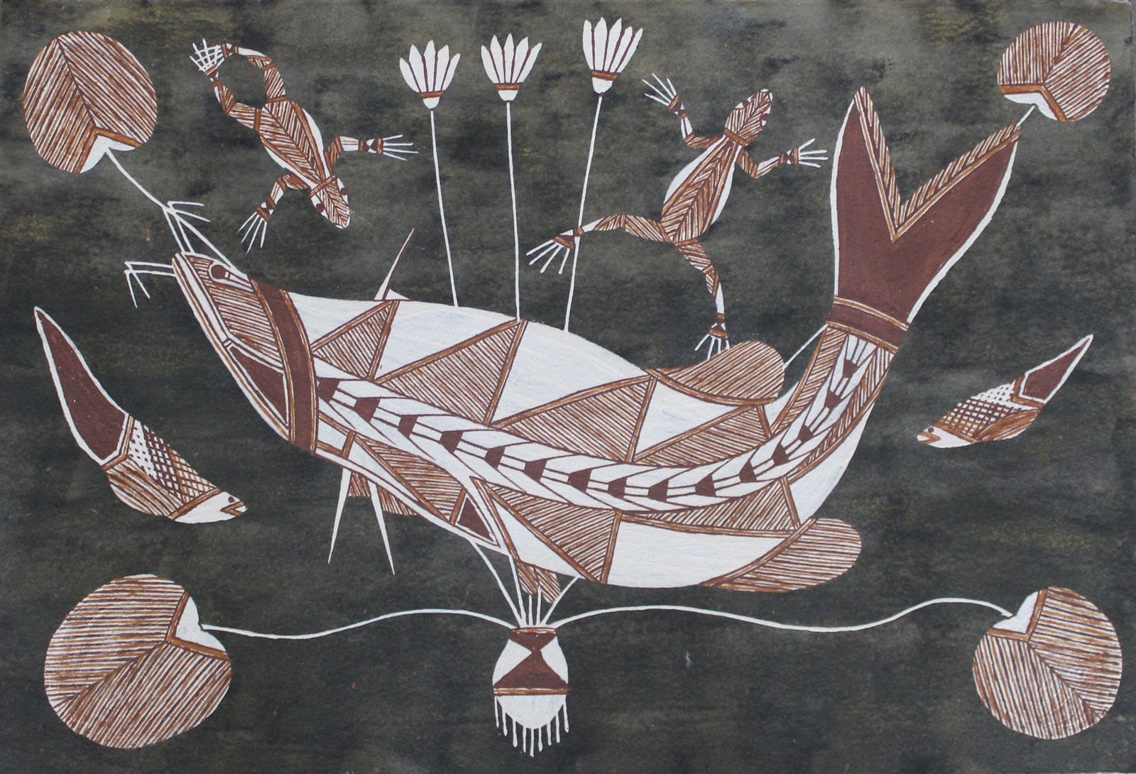 Graham Badari, Manmakkawarri (Catfish) and Kodbolbork (Green Frog), 2019