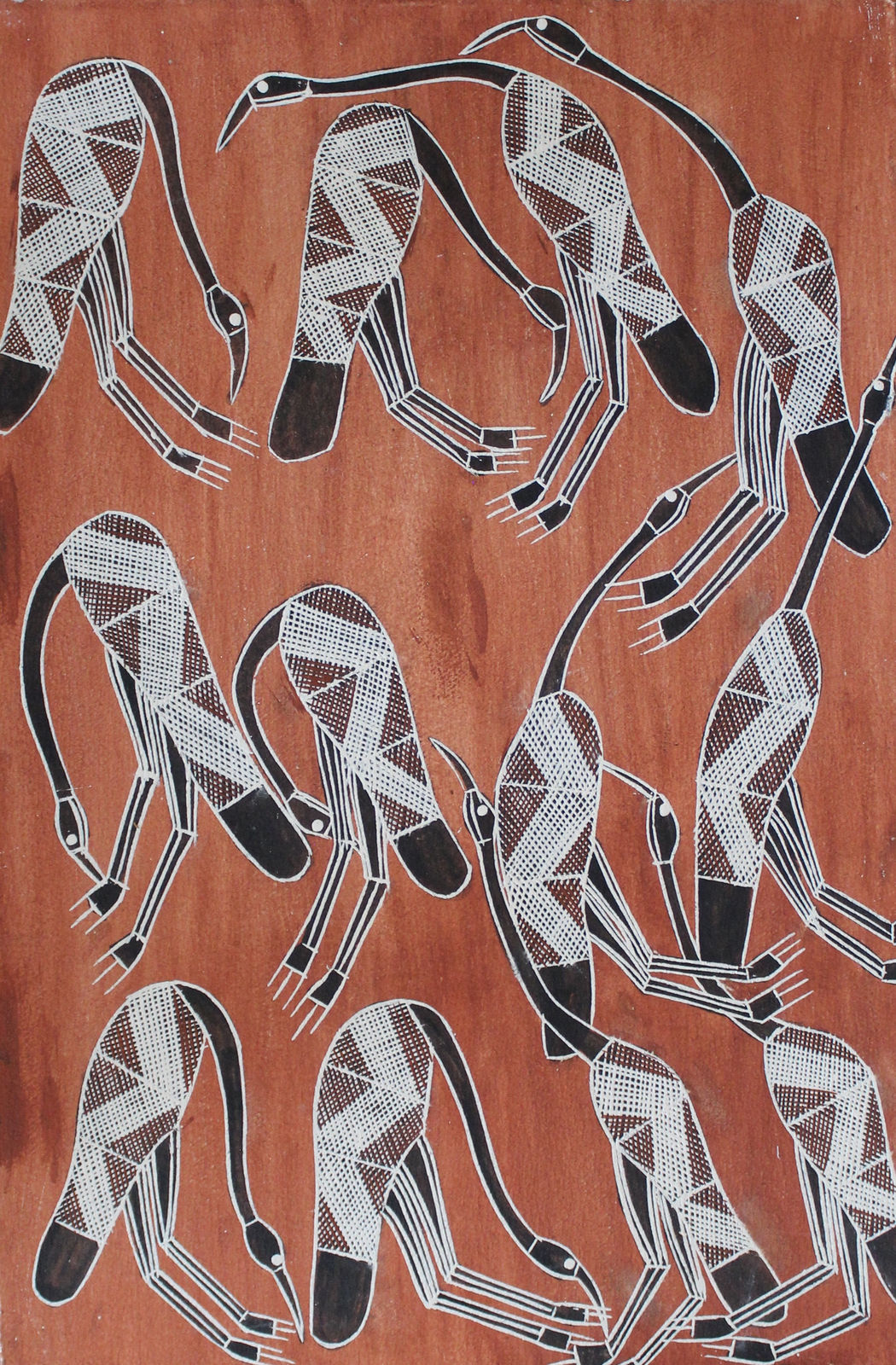 Thommo Nganjmirra, Komorlo (Egrets) - Fabric design Thommo Nganjmirra, 2019