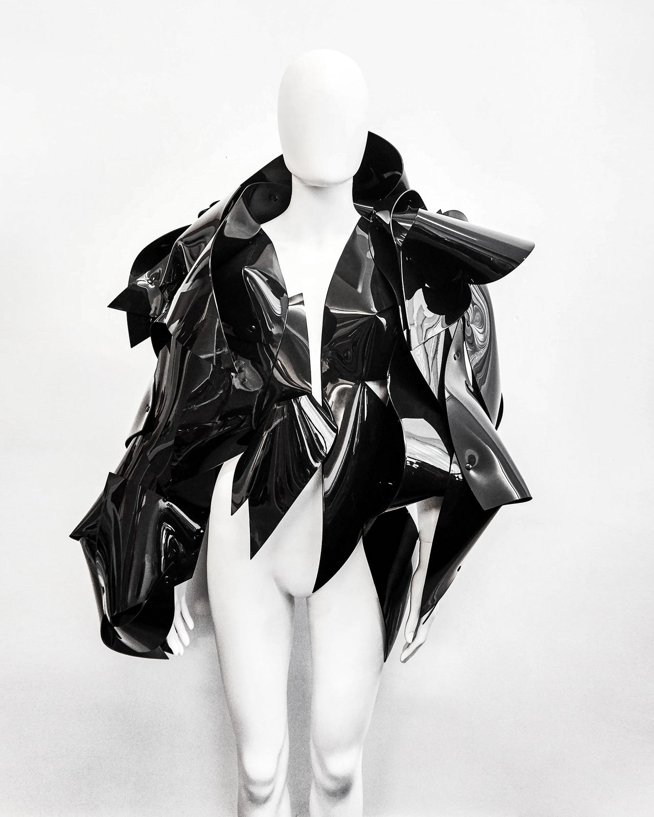 Jivomir Domoustchiev, Black Sculpture Vinyl Coat, 2019
