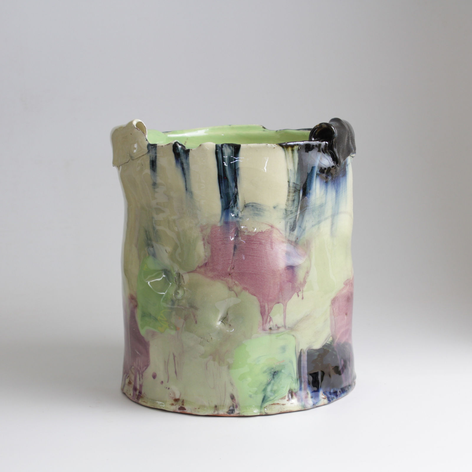 Barry Stedman, Thrown Altered Vessel with Pale Green & Lilac II, 2025