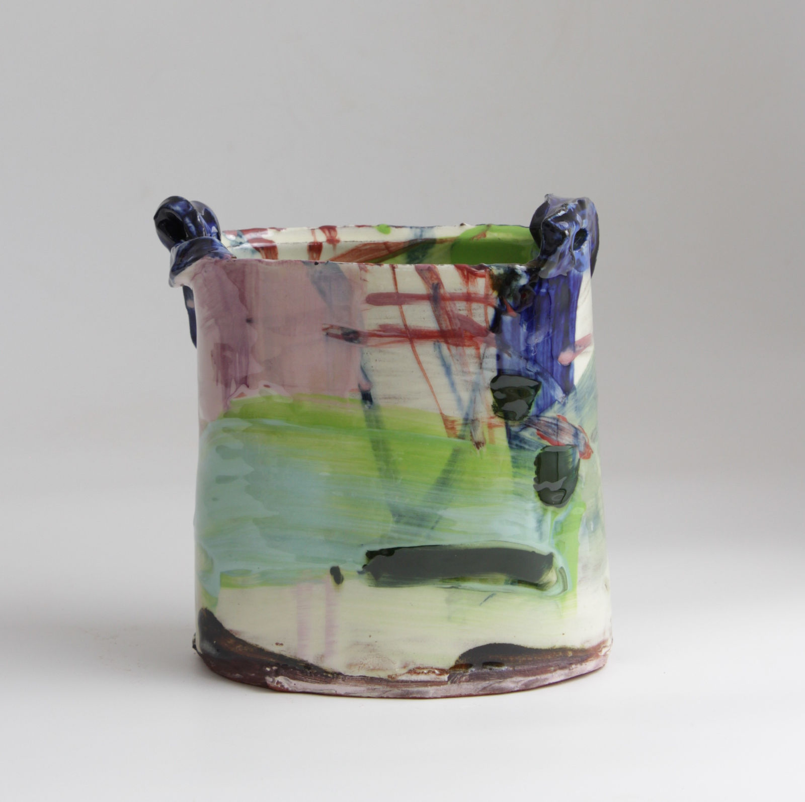 Barry Stedman, Thrown Altered Vessel - Green & Pink, 2024