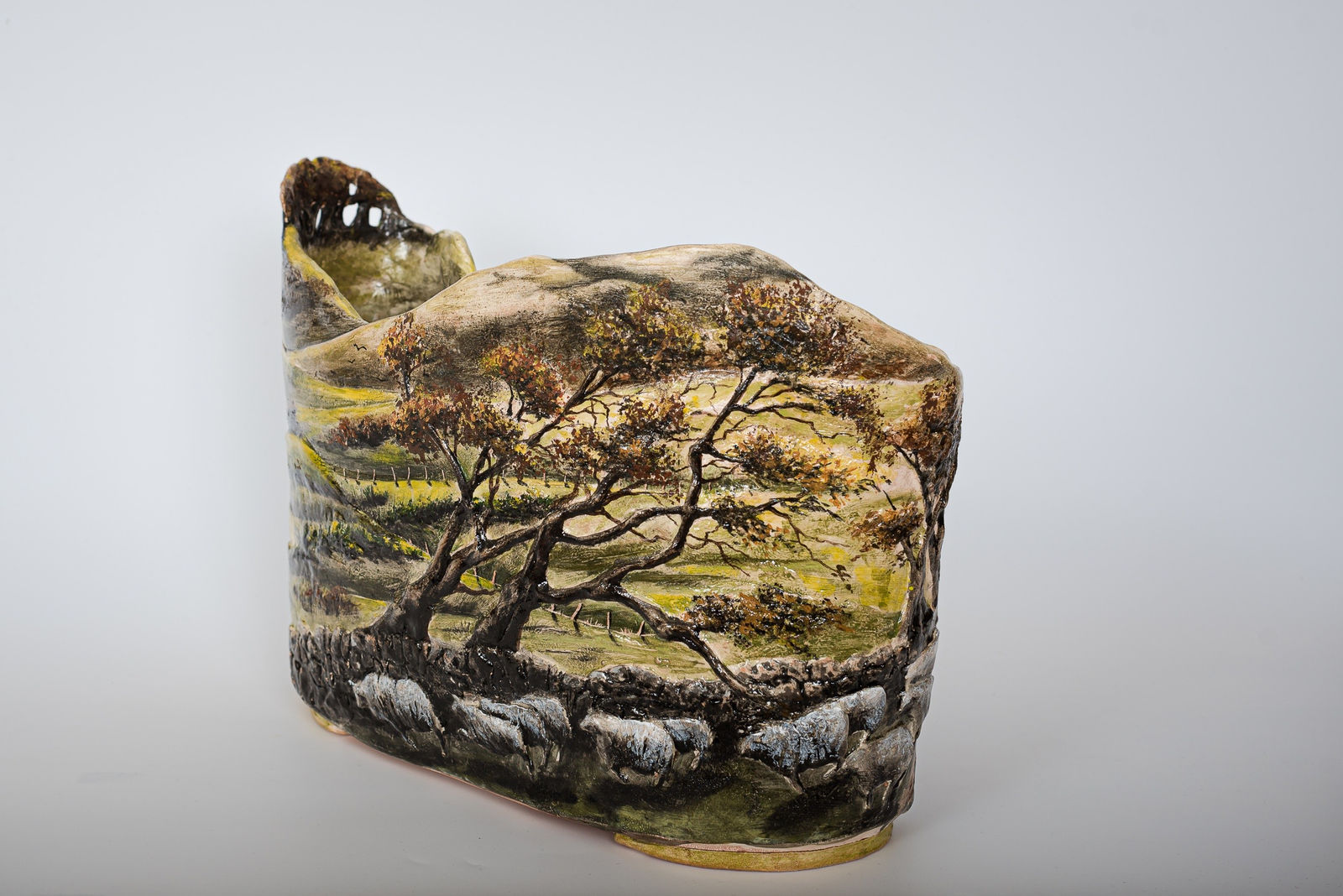 Helen Gittins, Last Gather 'the flock fluent on the slopes'