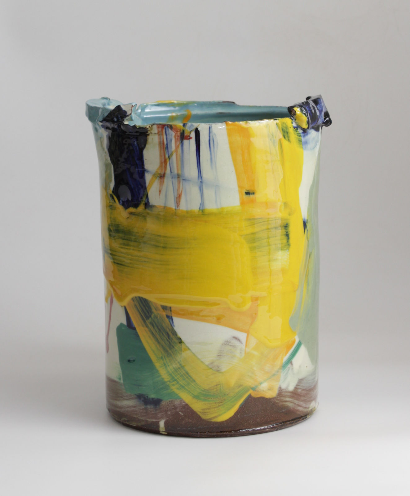 Barry Stedman, Thrown Altered Vessel with Blue & Yellow I, 2024