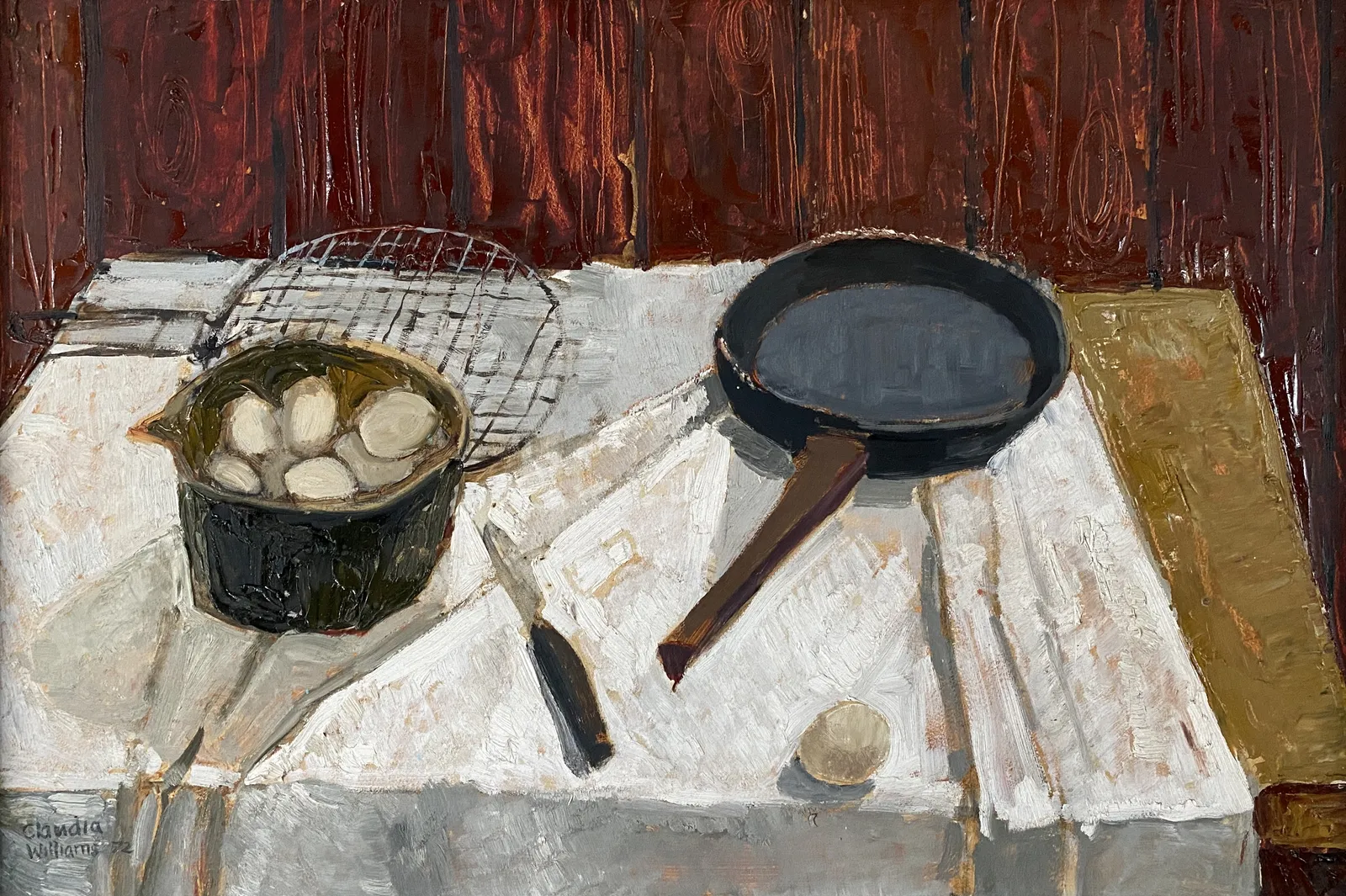 Claudia Williams 1933 - 2024, Still Life with Frying Pan, 1972