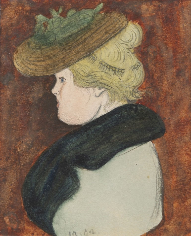 Ivar Arosenius, Portrait of a lady with a hat and boa (Porträtt av en dam med hatt och boa), 1902