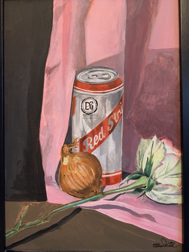 Ellie White, Still Life with Red Stripe, 2019