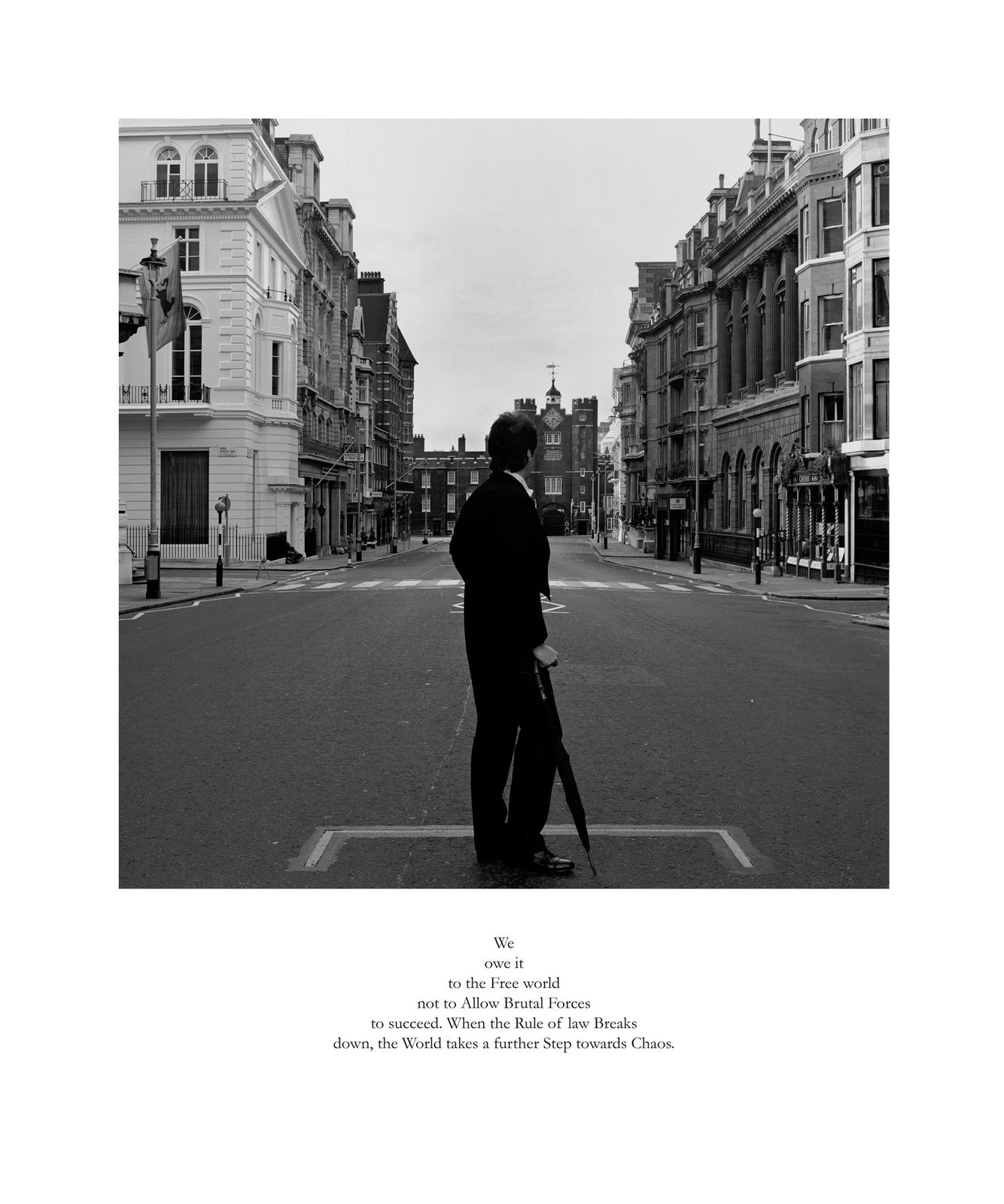 Karen Knorr, Gentlemen, We owe it to the Free World not to Allow Brutal Forces to succeed. When the Rule of law Breaks down, the World takes a further Step towards Chaos., 1981-1983