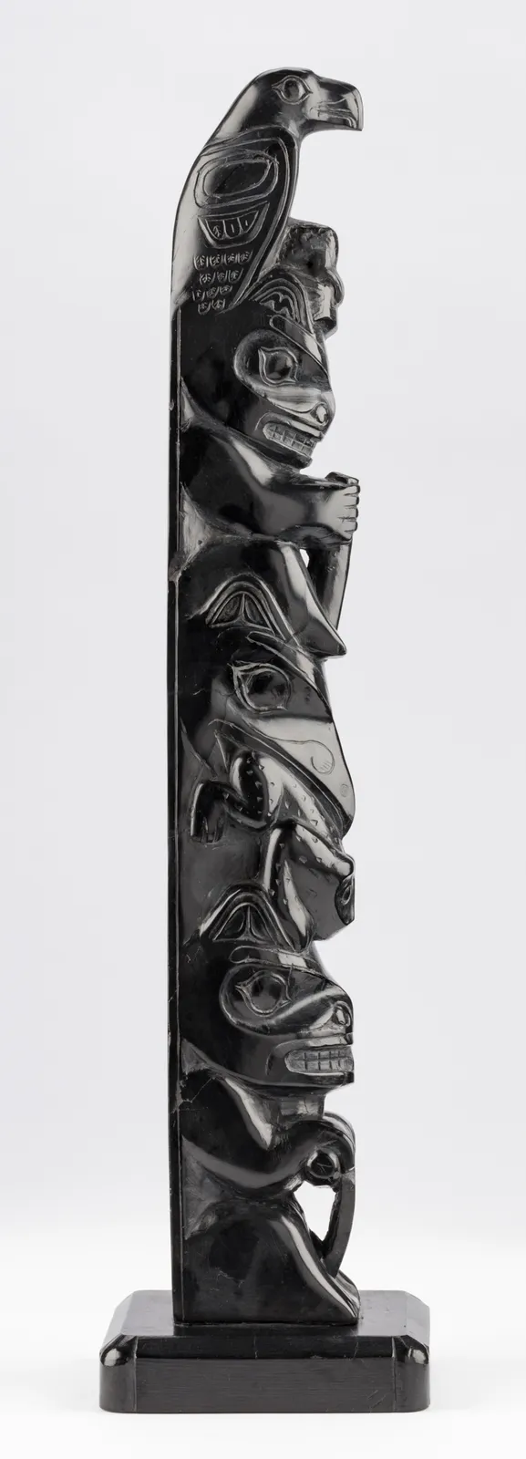 CLAUDE DAVIDSON (1924-1991) HAIDA, MASSET, Model Totem Pole, 1980