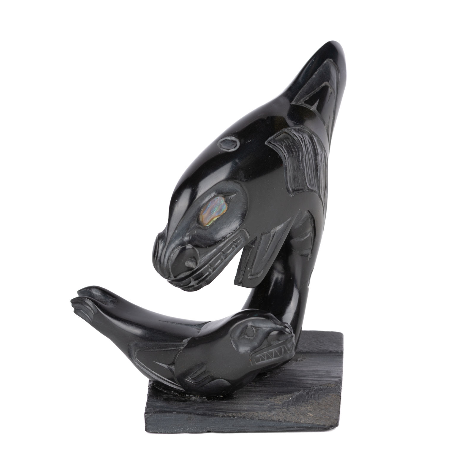 HECTOR THOMPSON (1957-) HAIDA, Killer Whale Breaching Over Seal, 1977