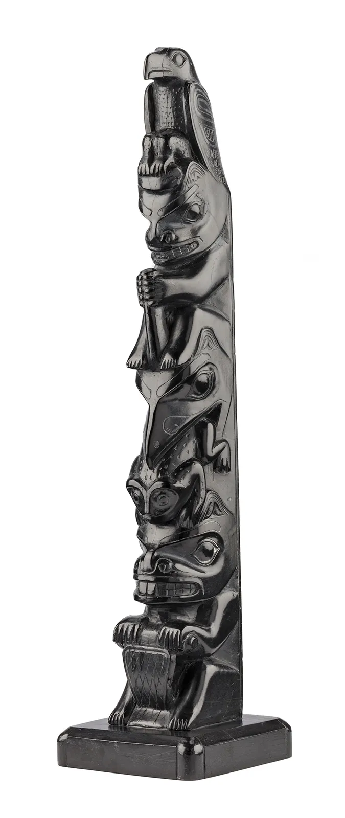 CLAUDE DAVIDSON (1924-1991) HAIDA, MASSET, Model Totem Pole, 1980