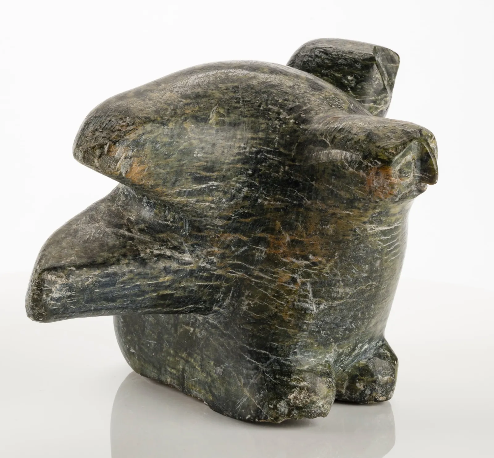 LATCHOLASSIE AKESUK (1919-2000) KINNGAIT (CAPE DORSET), Mother Owl and Chick, c. 1970