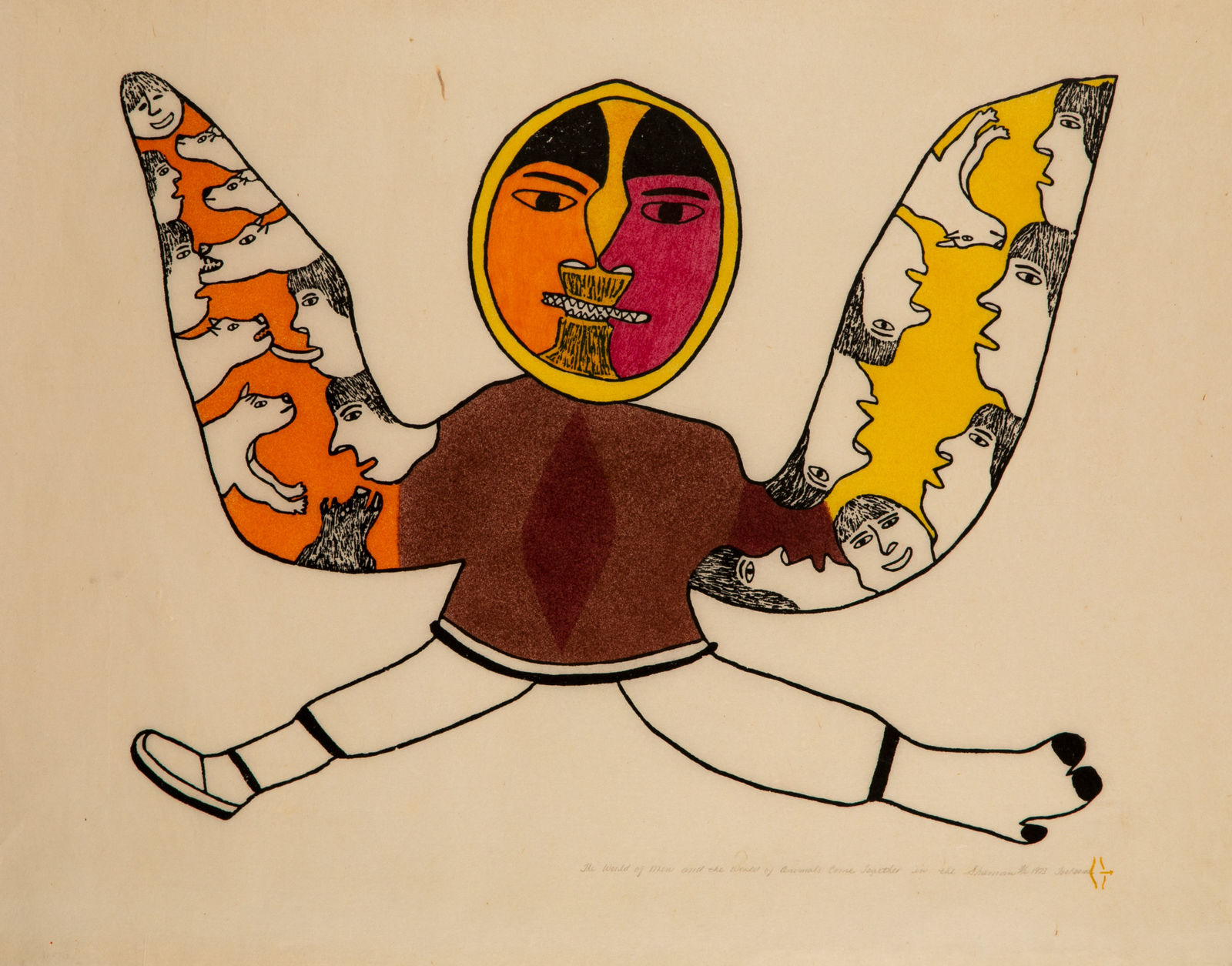 SIMON TOOKOOME (1934-2010) QAMANI’TUAQ (BAKER LAKE), The World of Man and the World of Animals Come Together In the Shaman, 1973 (1974 #12)