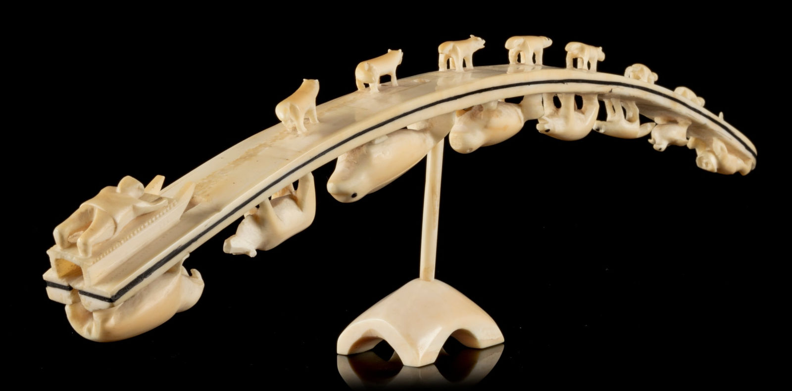 Attributed to SAROLLIE (SYOLLIE) WEETALUKTUK (1906-1962) INUKJUAK (PORT HARRISON), Hunter, Dog Team, and Animals, c. 1952-53