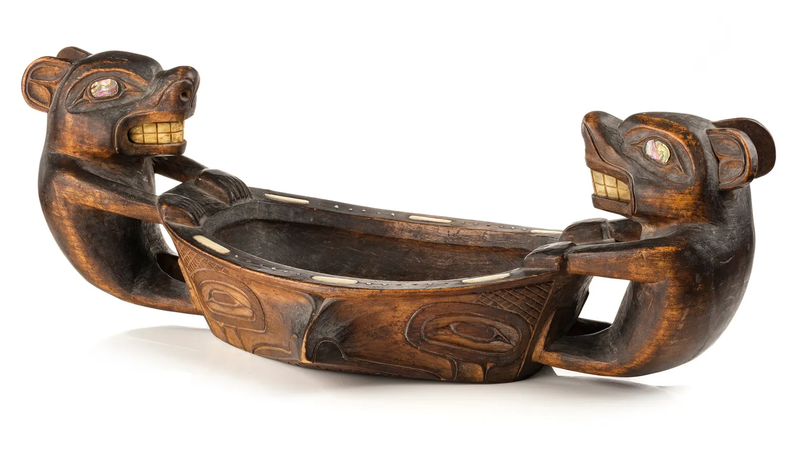 AUGUSTUS BEAN (1850-1926) and RUDOLPH WALTON (1867-1951), TLINGIT, SITKA, ALASKA, Double Bear Feast Bowl, c. 1900