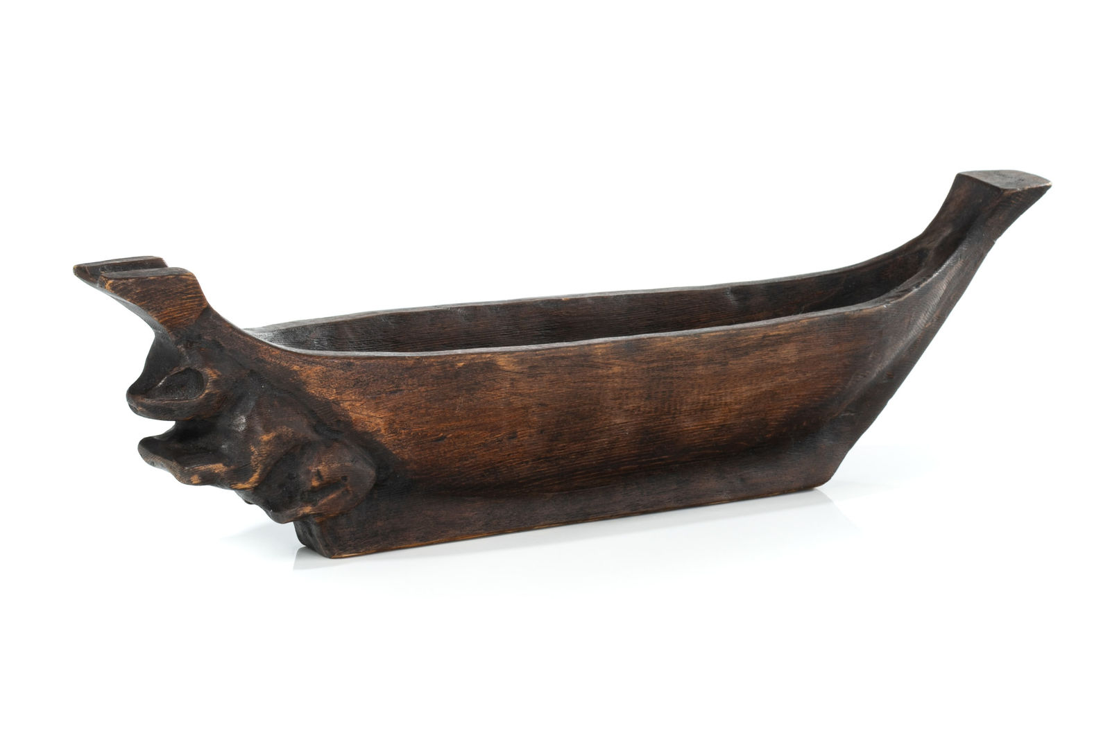 UNIDENTIFIED ARTIST, POSSIBLY TLINGIT OR KWAKWA̱KA̱ʼWAKW, Model Canoe with Beaver Holding Chewstick Prow Figure