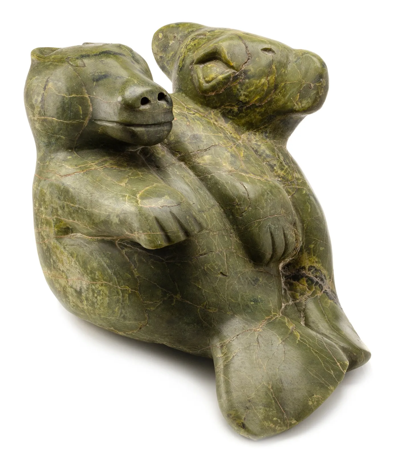 KENOJUAK ASHEVAK, C.C., R.C.A. (1927-2013) KINNGAIT (CAPE DORSET), Bear and Owl Spirits, c. 1965