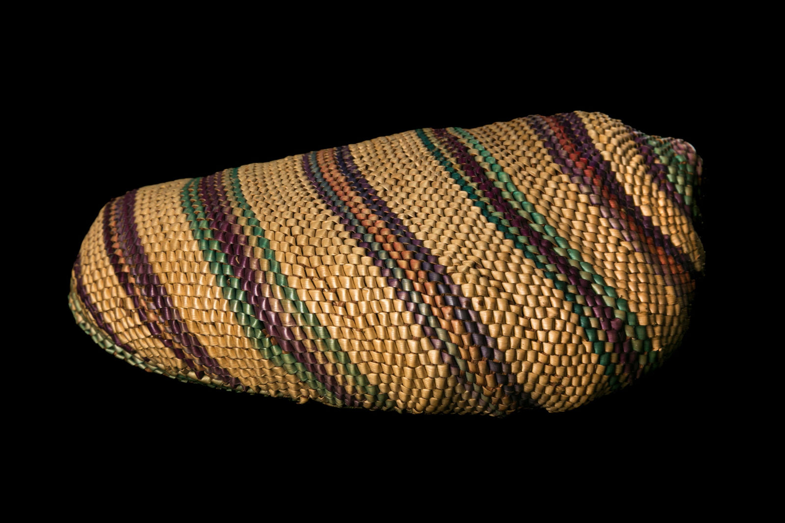 UNIDENTIFIED NUU-CHAH-NULTH or MAKAH ARTIST, Geometric Design Basketry Woven Abalone Shell, 1920s