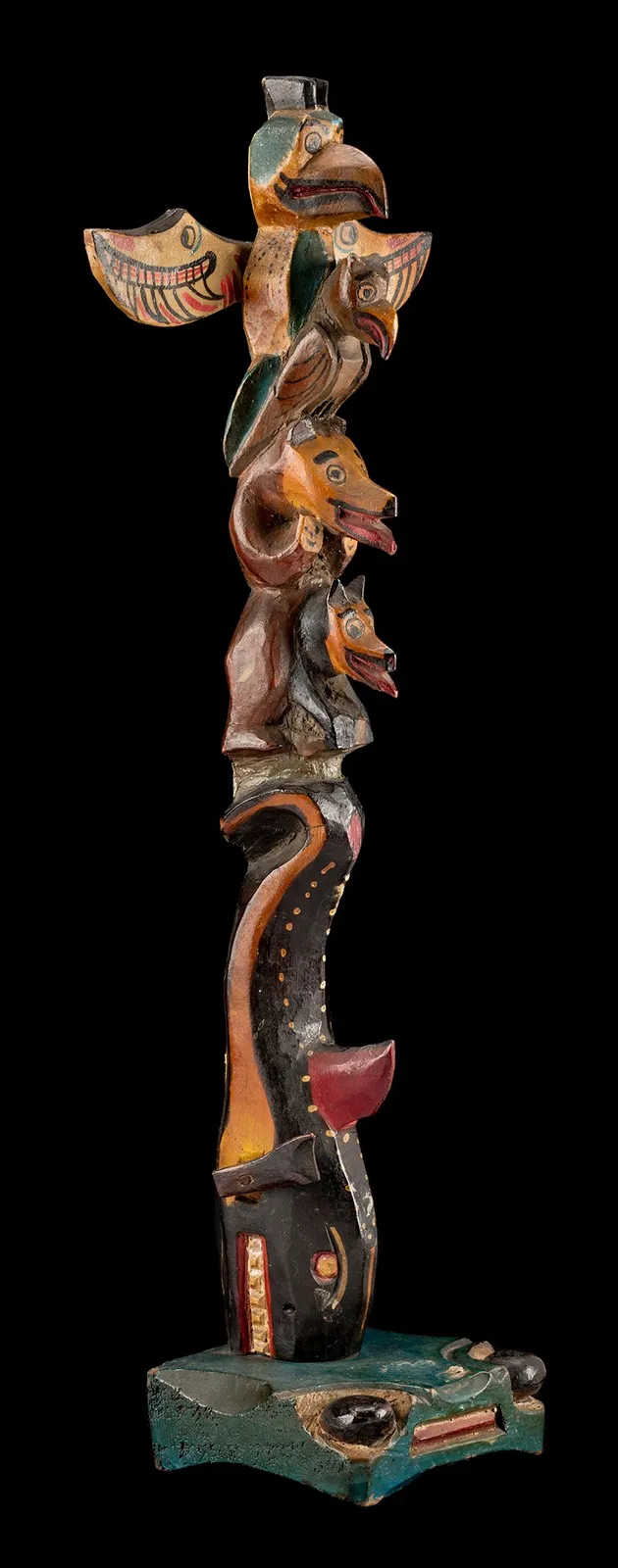 TOM MOSES (1872-1955), COAST SALISH, SQUAMISH, Model Totem Pole, c. 1930s