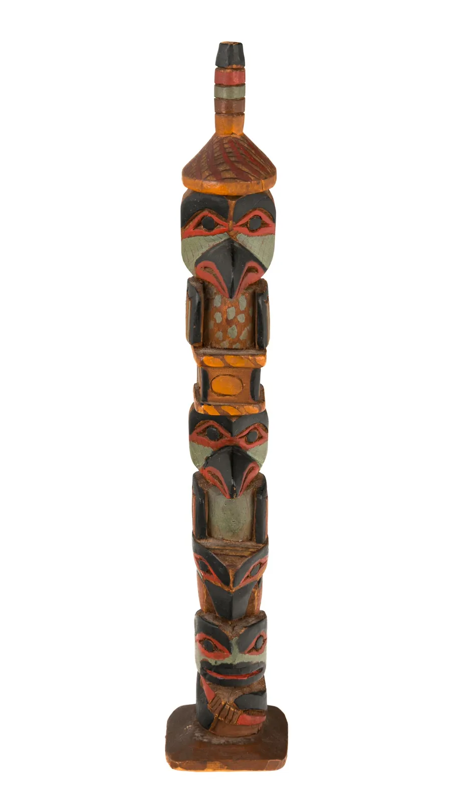 JAMES RUDOLPH (1858-1933) TLINGIT, JUNEAU, ALASKA, Model Raven Totem Pole, c. 1920s
