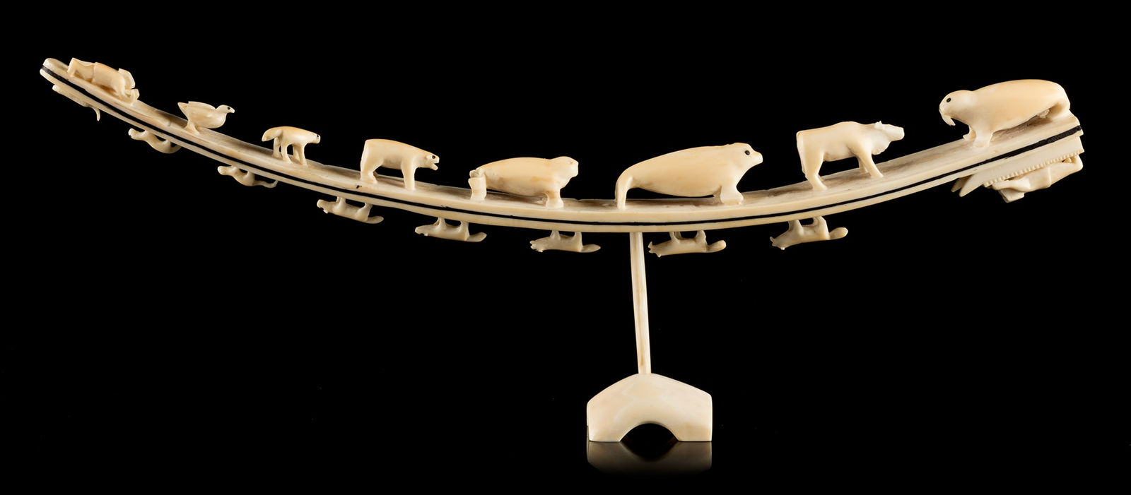 Attributed to SAROLLIE (SYOLLIE) WEETALUKTUK (1906-1962) INUKJUAK (PORT HARRISON), Hunter, Dog Team, and Animals, c. 1952-53