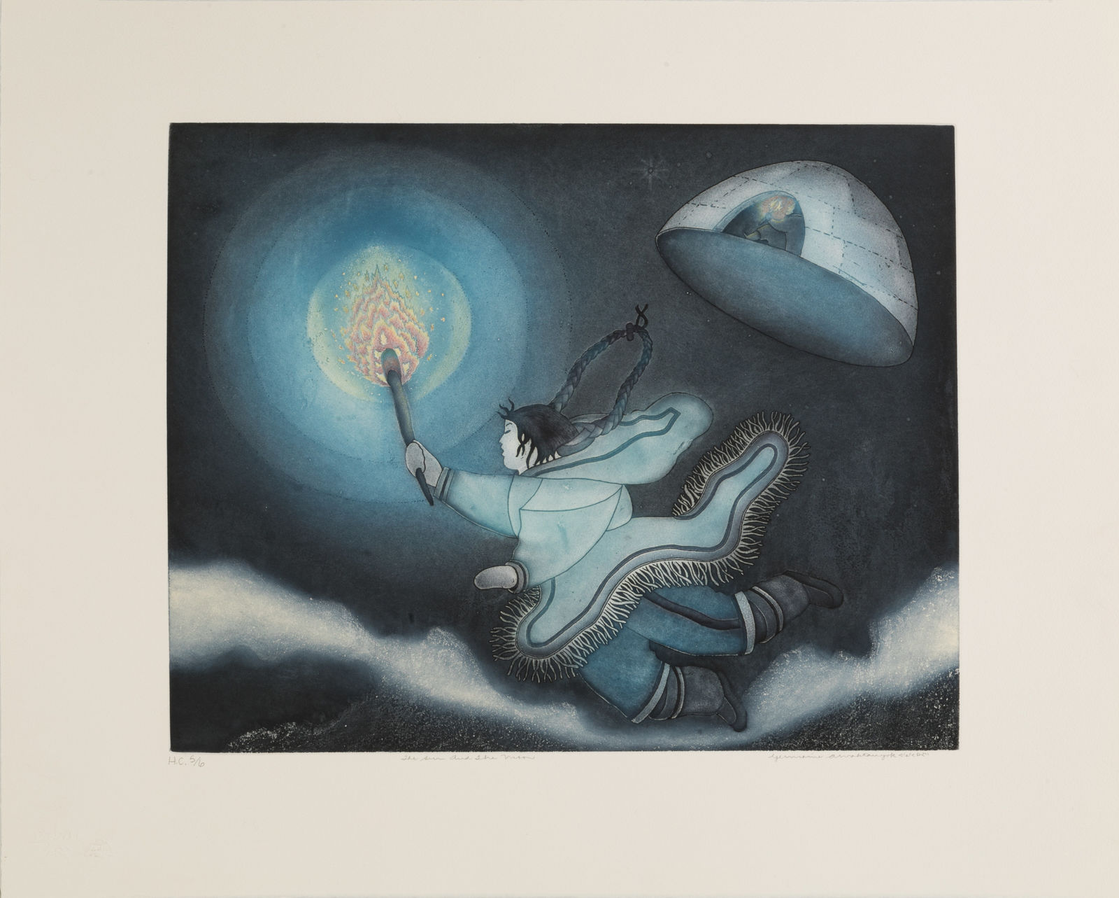 GERMAINE ARNAKTAUYOK (1946-) Iglulik (Igloolik), The Sun and Moon, 2003