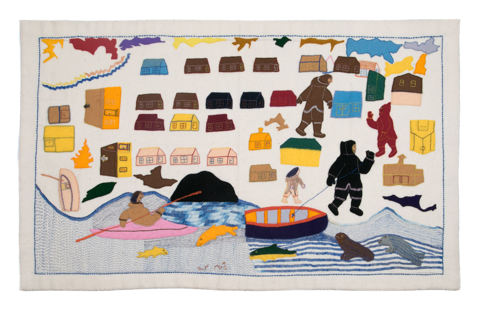 NANCY KANGERYUAQ SEVOGA (1936-) QAMANI’TUAQ (BAKER LAKE), Untitled Work on Cloth (Tide and Tundra), late 1990s