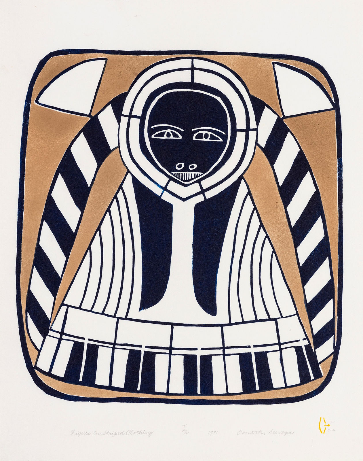 JESSIE OONARK, O.C., R.C.A (1906-1985) QAMANI'TUAQ (BAKER LAKE), Figure in Striped Clothing, 1971 (1972 #4)