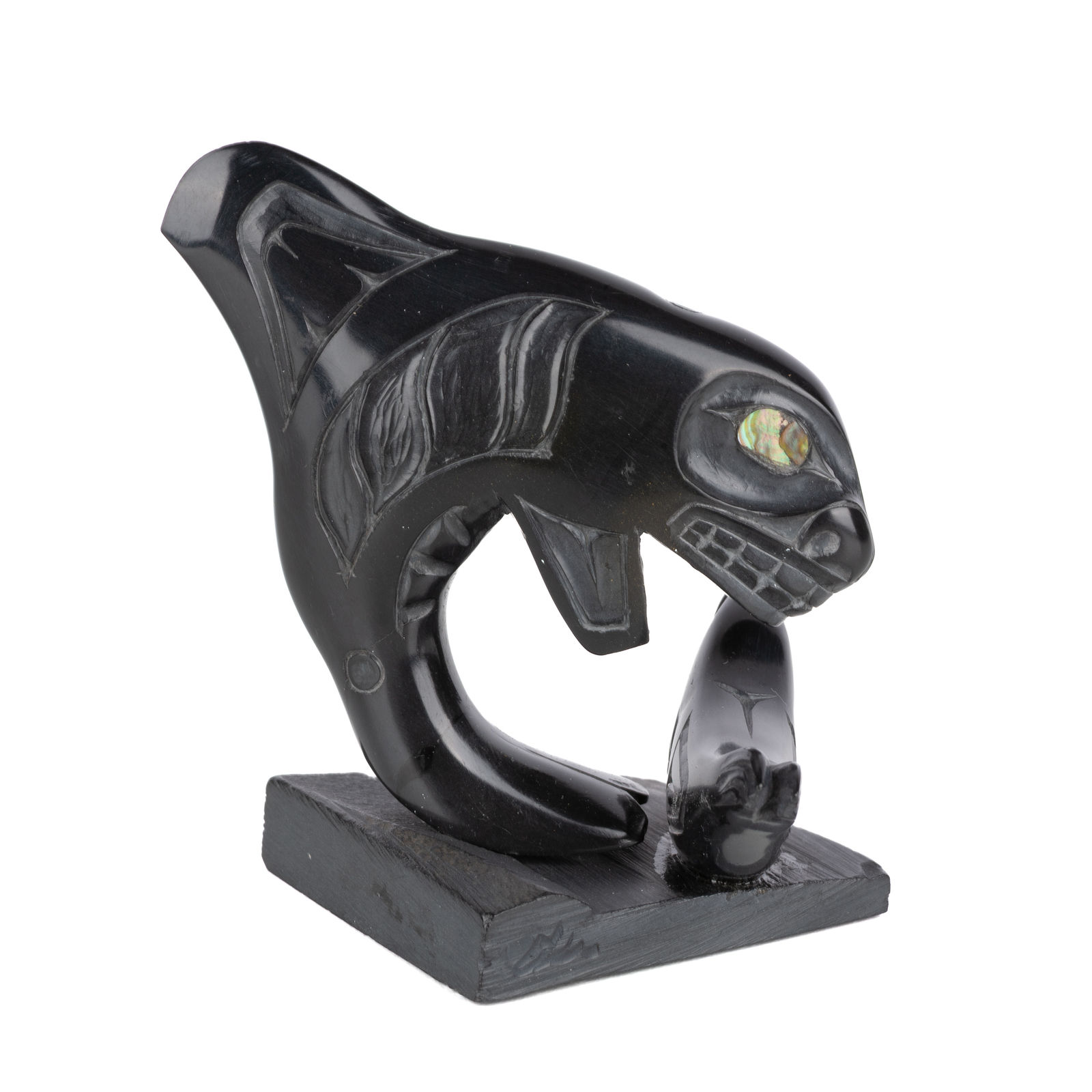 HECTOR THOMPSON (1957-) HAIDA, Killer Whale Breaching Over Seal, 1977