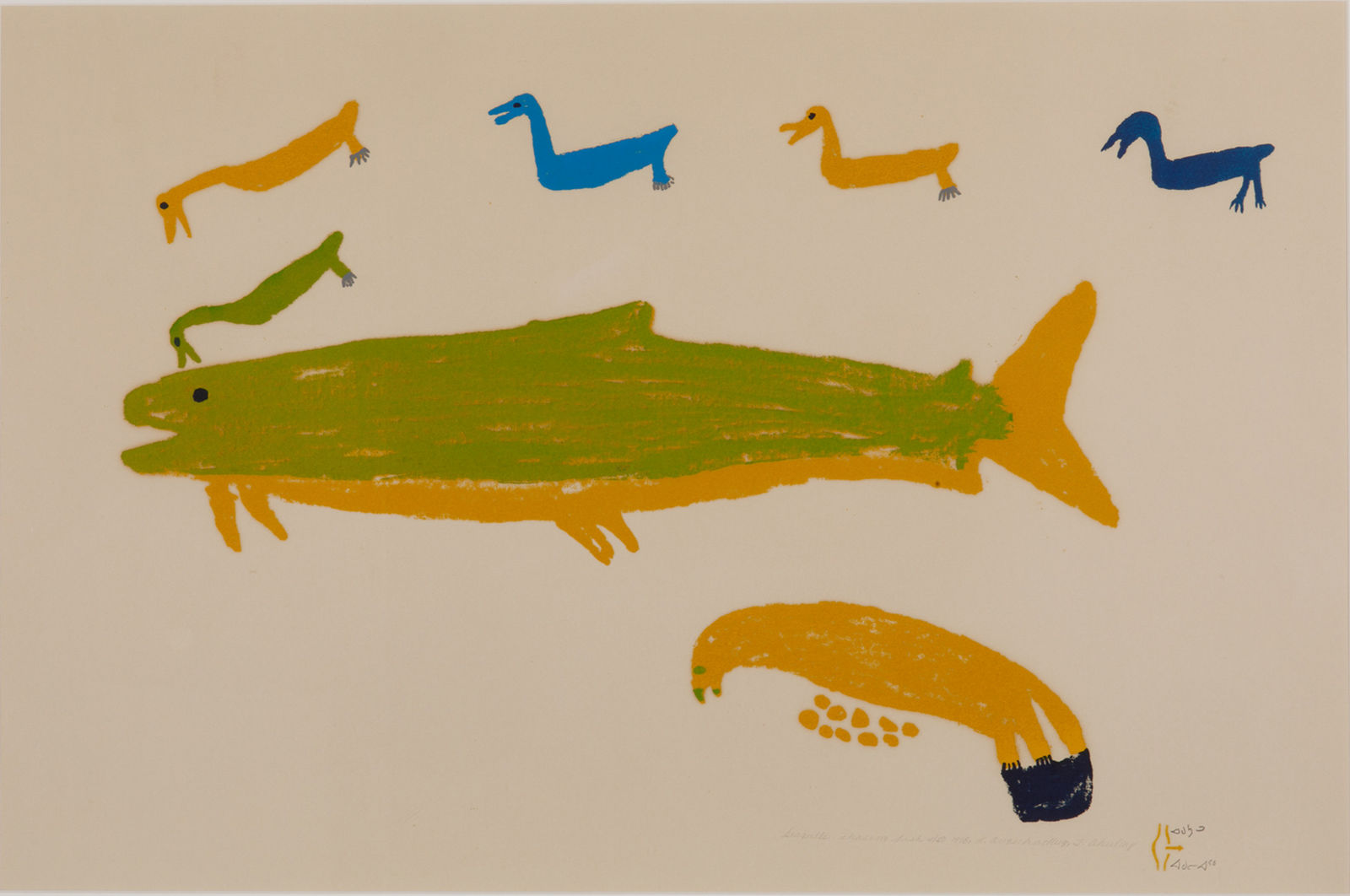 LUKE ANGUHADLUQ (1895-1982) QAMANI’TUAQ (BAKER LAKE), Seagulls Chasing Fish, 1978 #8