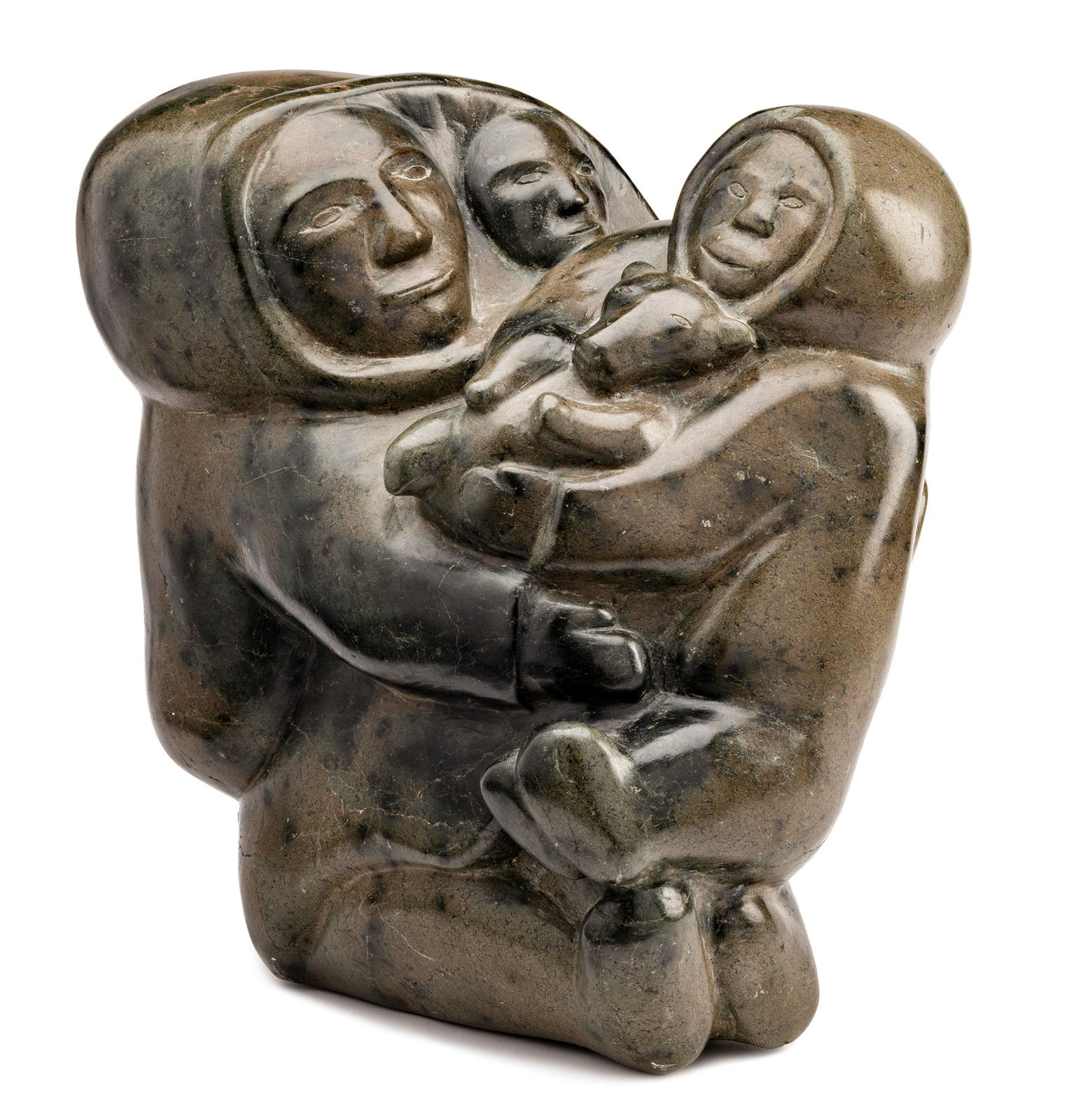 KENOJUAK ASHEVAK, C.C., R.C.A. (1927-2013) KINNGAIT (CAPE DORSET), Family with Dog, late 1967-68