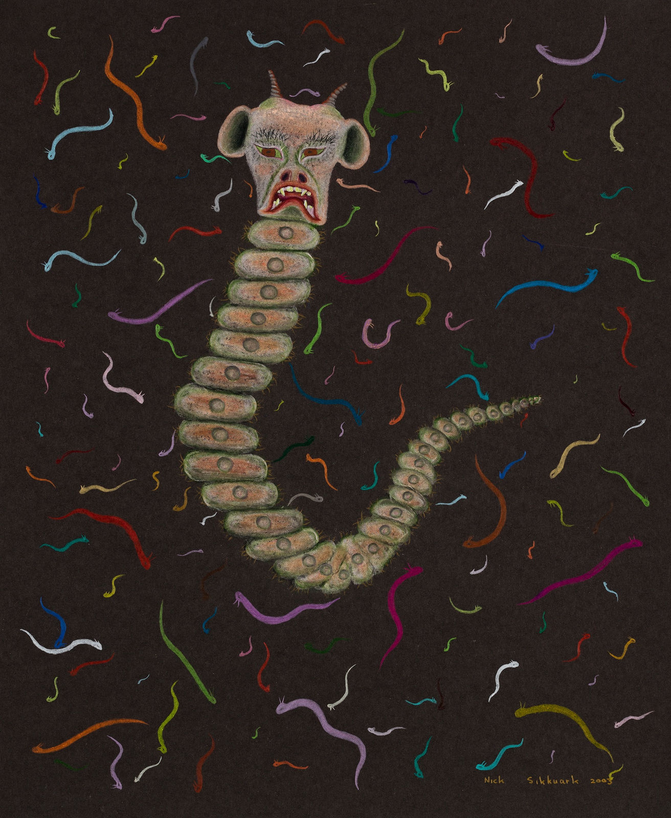 NICK SIKKUARK (1943-2013) UQSUQTUUQ (GJOA HAVEN), Untitled (Worm Spirit), 2003