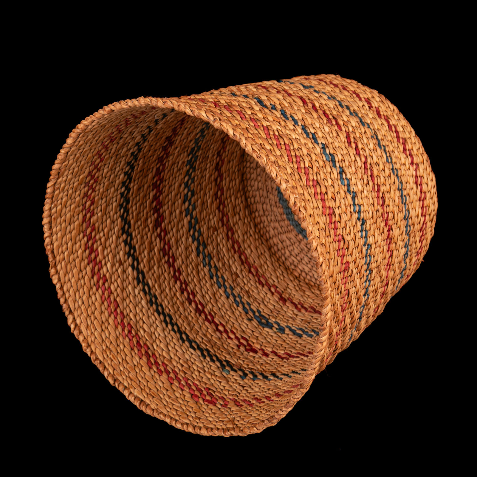 LISA TELFORD (1957-) HAIDA, KETCHIKAN, AK, Open Basket with Blue and Red Bands, 1990s / 2000s