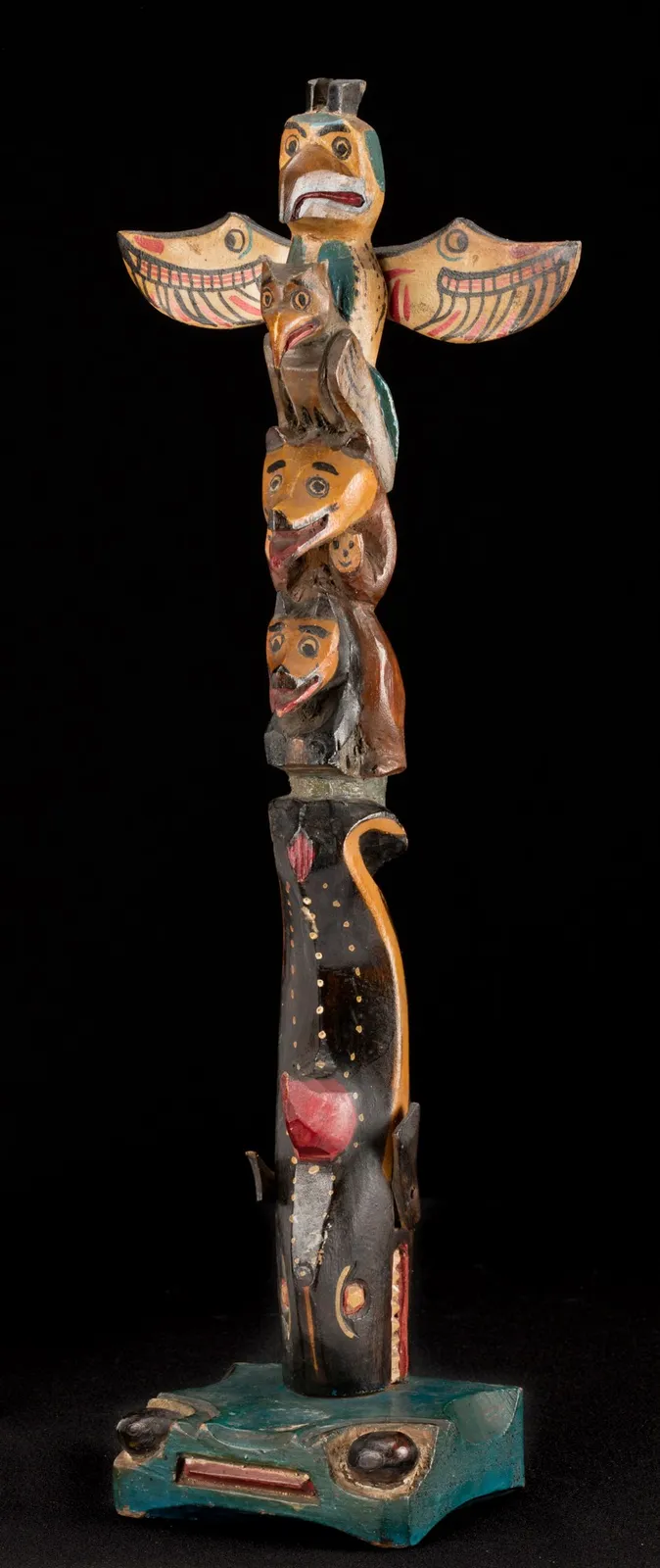 TOM MOSES (1872-1955), COAST SALISH, SQUAMISH, Model Totem Pole, c. 1930s