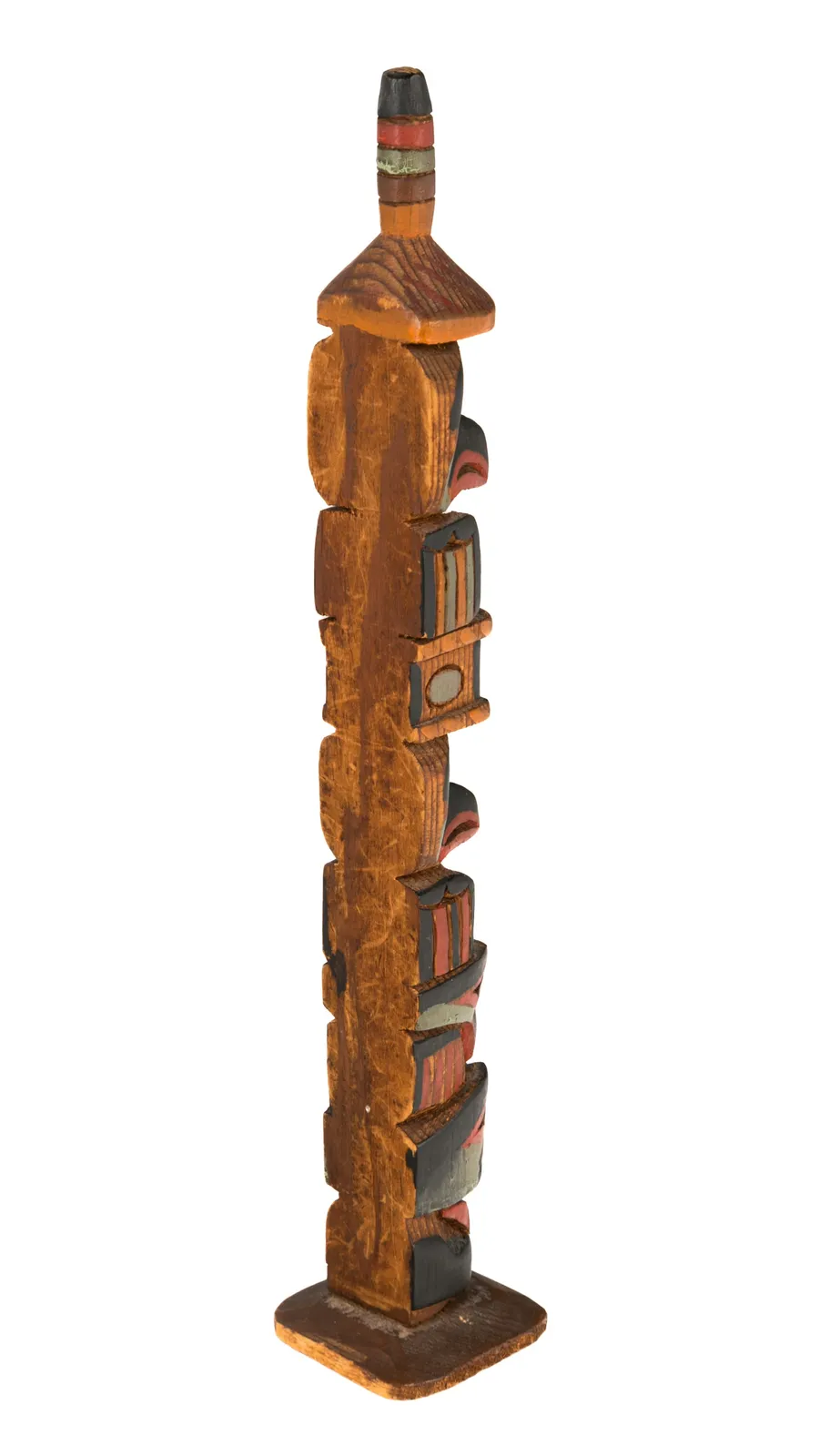 JAMES RUDOLPH (1858-1933) TLINGIT, JUNEAU, ALASKA, Model Raven Totem Pole, c. 1920s