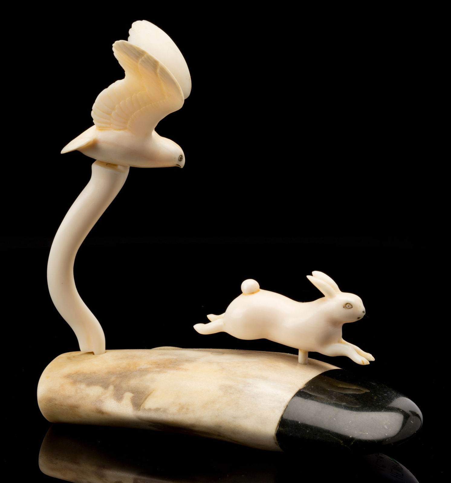 HENRY EVALUARDJUK (1923-2007) IQALUIT (FROBISHER BAY), Owl in Pursuit of an Arctic Hare, 1973