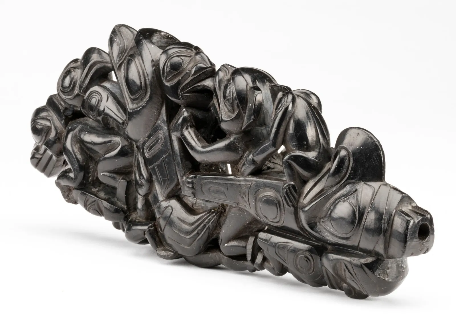 UNIDENTIFIED HAIDA MAKER, Early Haida-Motif Panel Pipe, c. 1830s