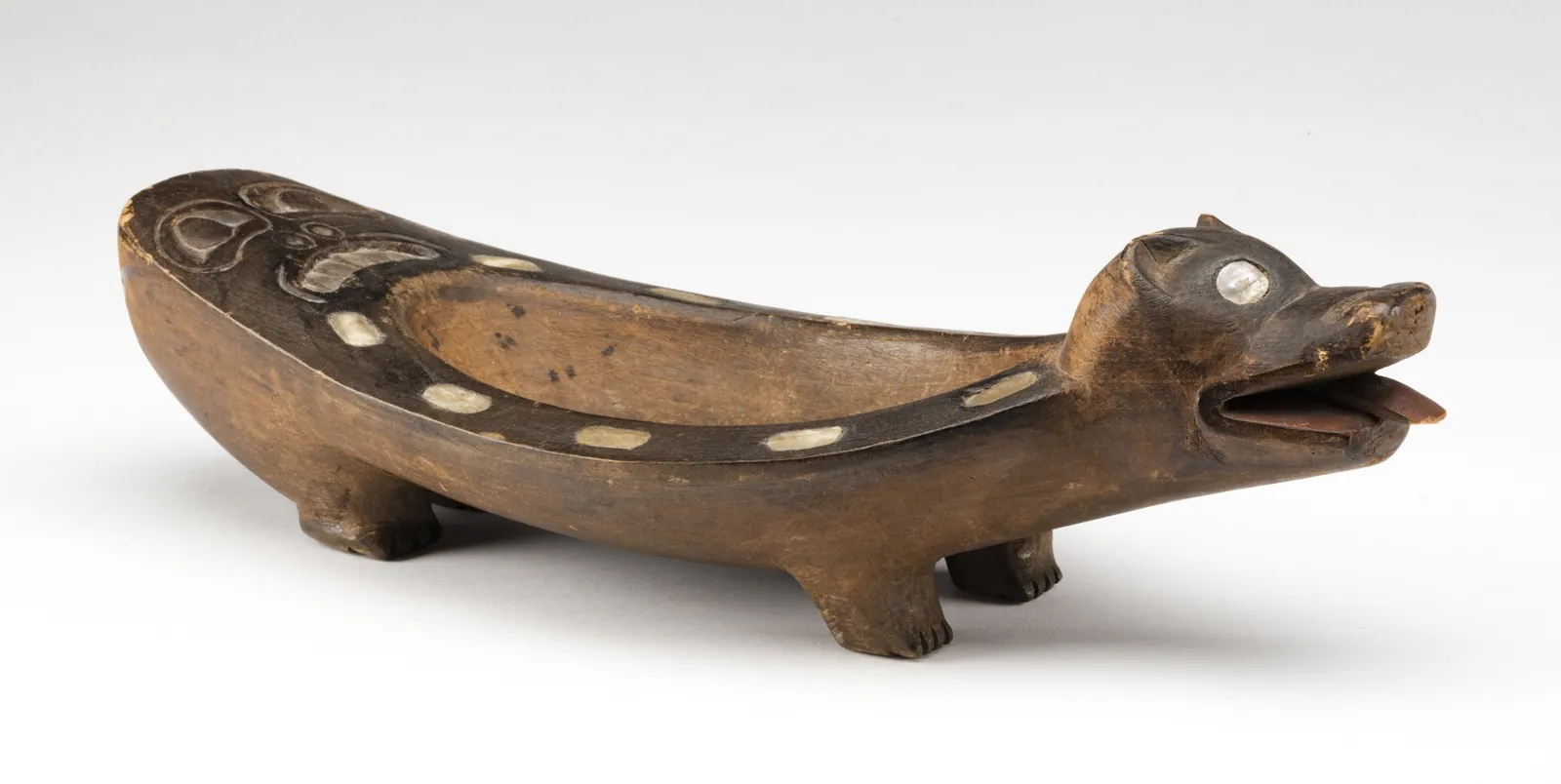 UNIDENTIFIED ARTIST, TLINGIT, SITKA, ALASKA, Bear Form Feast Bowl, c. 1890