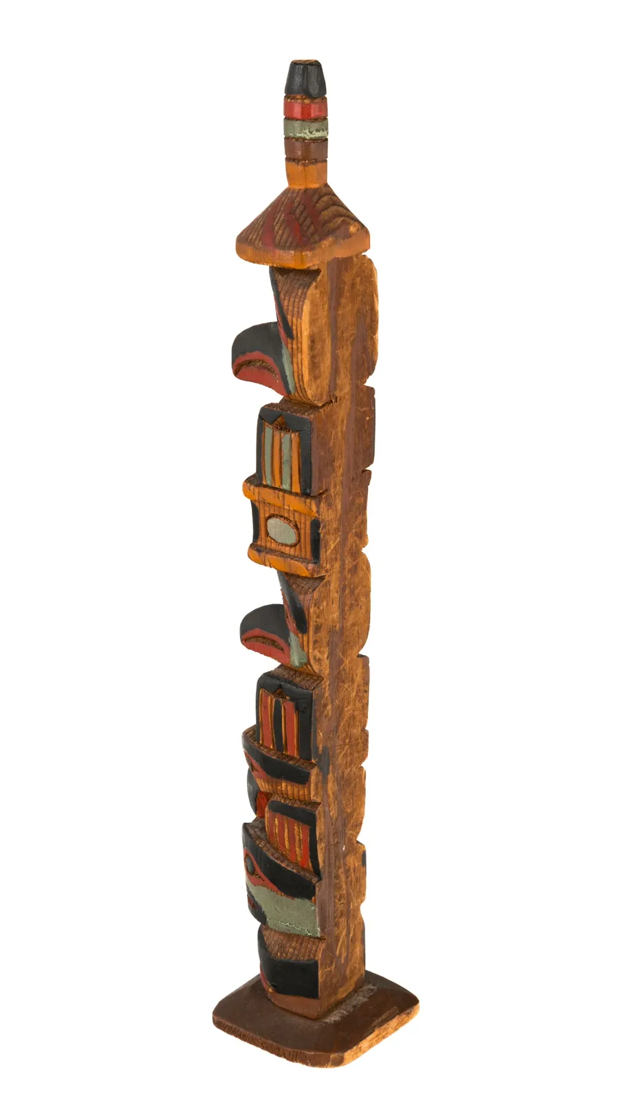 JAMES RUDOLPH (1858-1933) TLINGIT, JUNEAU, ALASKA, Model Raven Totem Pole, c. 1920s