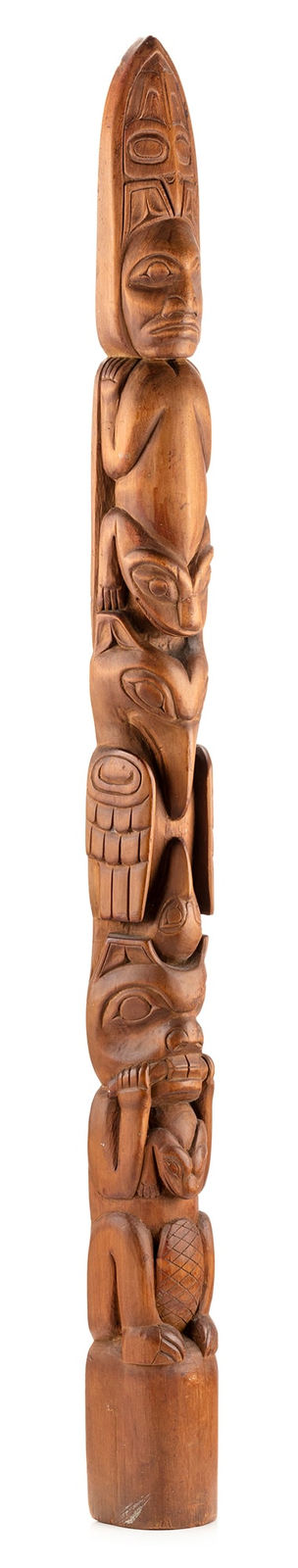 WILLIAM JAMES UKAS (YEEKA.AAS) (1834- c. 1902), TLINGIT, Raven Totem (Kiks.ádi) Model Pole, c. 1890-1900