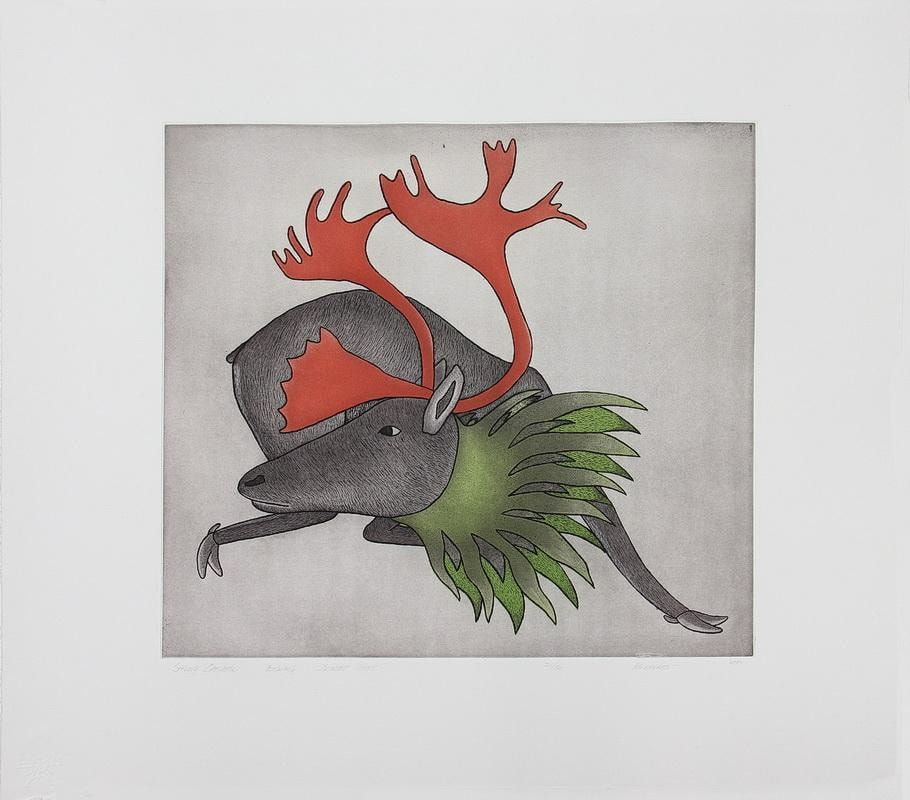QAVAVAU MANUMIE (1958-) KINNGAIT (CAPE DORSET), Spring Caribou, 1995 #13
